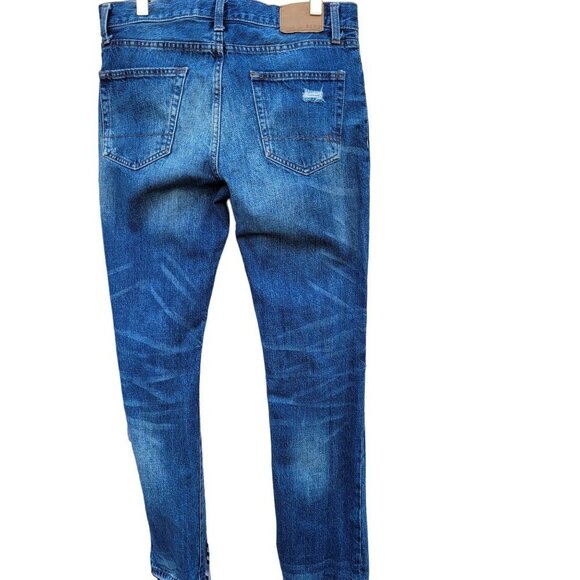 Men's Aero Slim Straight  Distressed Denim Blue Jeans Sz 30x32 - Picture 2 of 15